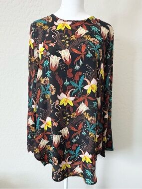 H&M Floral Long Sleeve Tunic Blouse Top